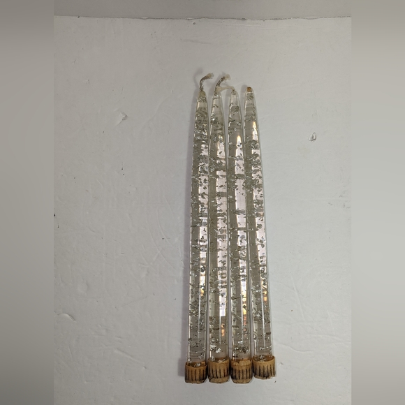 Lucite Silver Candlesticks Set of Four - Picture 5 of 6